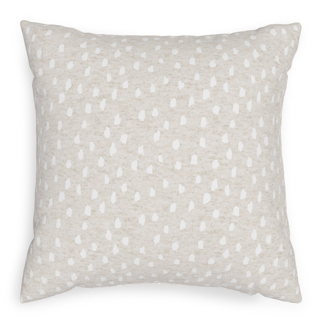 White Speckle Dot on Textured Oatmeal Pillow, Woven, White, 20x20, Double Sided, Beige