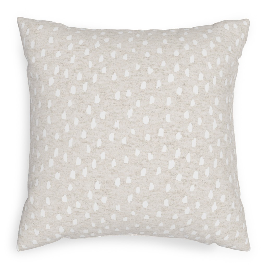 White Speckle Dot on Textured Oatmeal Pillow, Woven, White, 20x20, Double Sided, Beige, Pearl