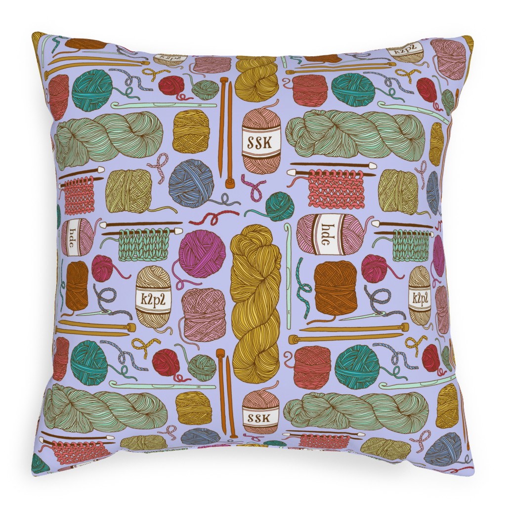 Knitting Pillow, Woven, White, 20x20, Double Sided, Multicolor