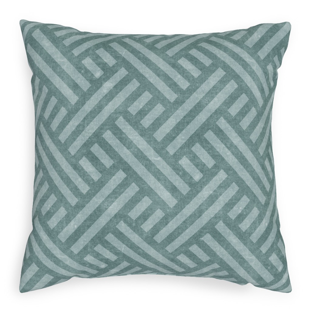 Farmhouse Weave Pillow, Woven, White, 20x20, Double Sided, Blue, Cedar