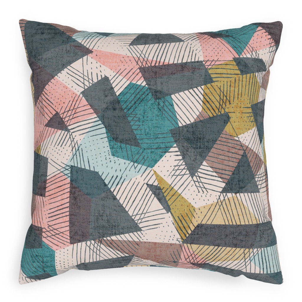 Abstract Geometic - Multi Pillow, Woven, White, 20x20, Double Sided, Multicolor