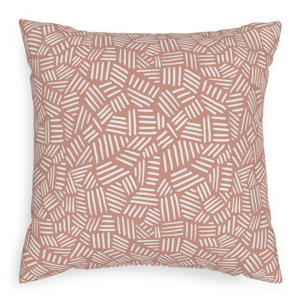 Dashes - Pink Pillow, Woven, White, 20x20, Double Sided, Pink