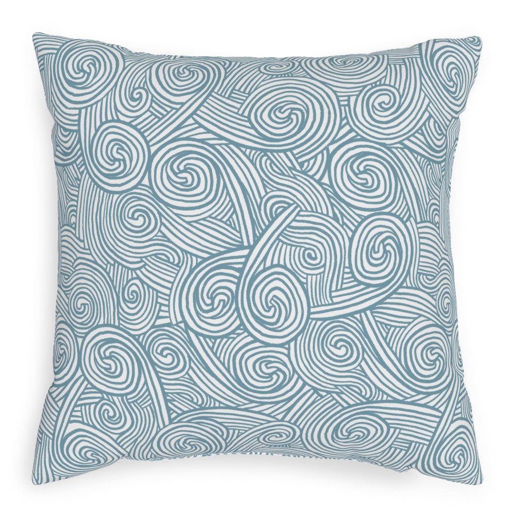 Kahuna Pillow, Woven, White, 20x20, Double Sided, Blue
