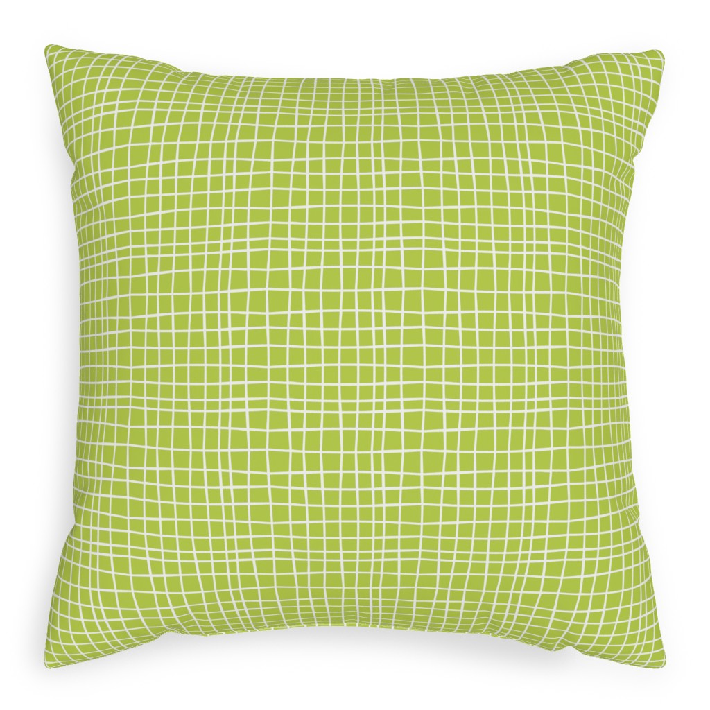 Wavy Grid Pillow, Woven, White, 20x20, Double Sided, Green, Lime