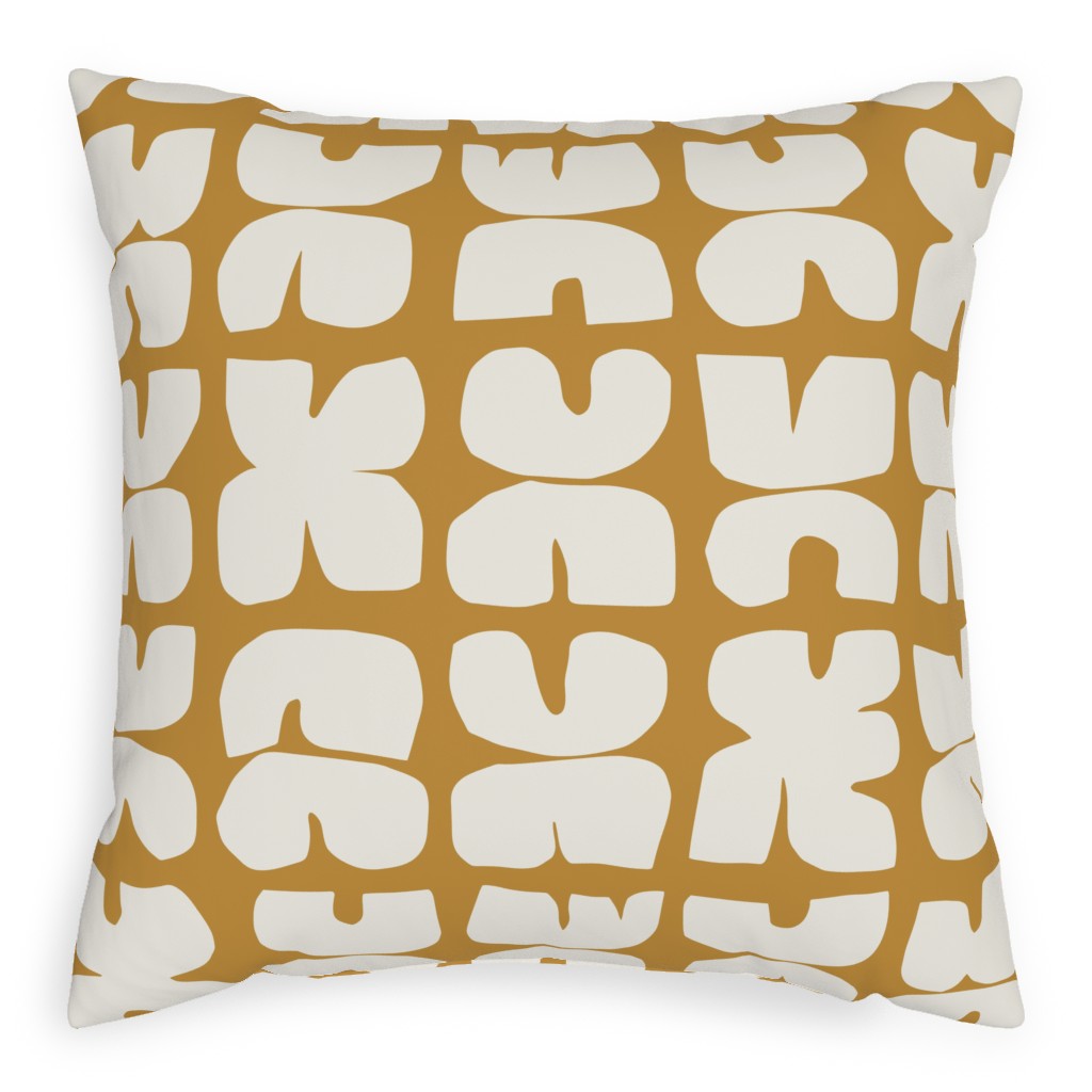 Xpot Block Print - Yellow and Cream Pillow, Woven, White, 20x20, Double Sided, Yellow