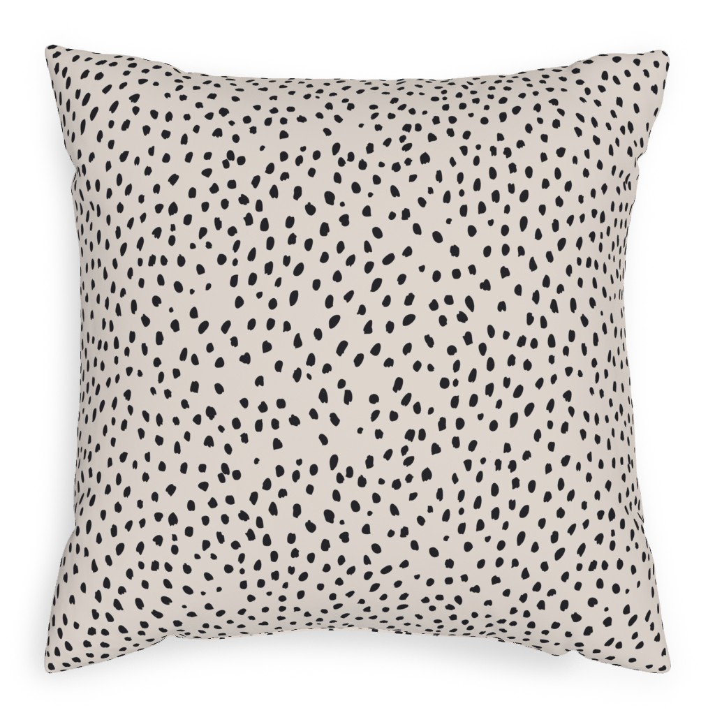 Black Marks - Creamy Beige Pillow, Woven, White, 20x20, Double Sided, Beige, Pearl