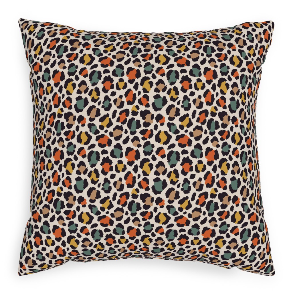 Colored Leopard Print - Mulit Pillow, Woven, White, 20x20, Double Sided, Multicolor