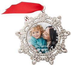 blessed scripted bokeh jeweled ornament