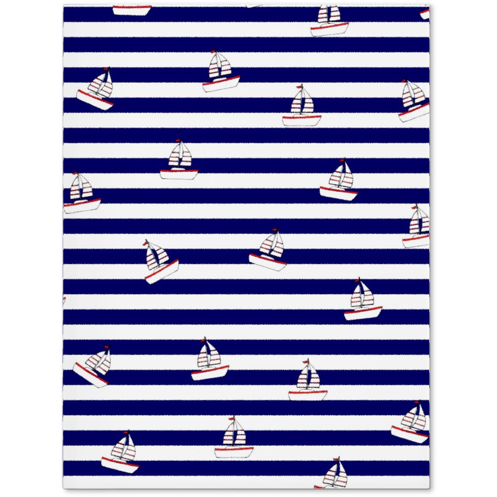 Sea and Boats Stripes - Blue Journal, Blue
