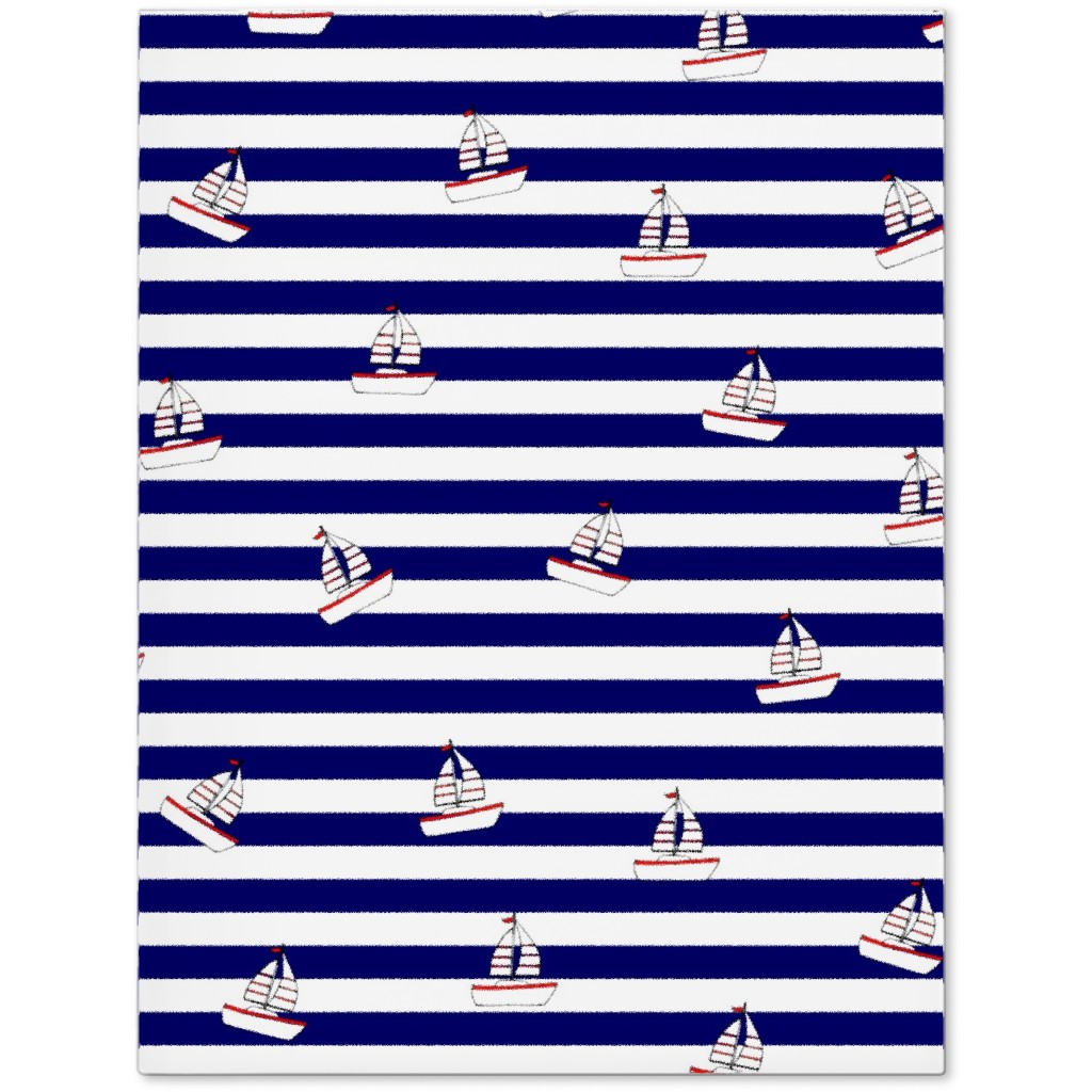 Sea and Boats Stripes - Blue Journal, Blue, True Blue