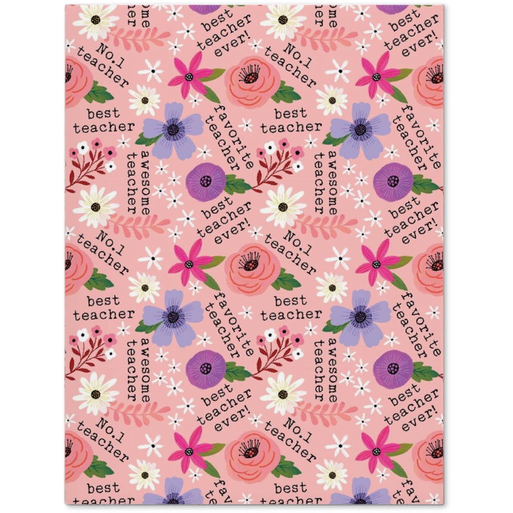 Pretty Best Teacher - Floral - Pink Journal, Pink
