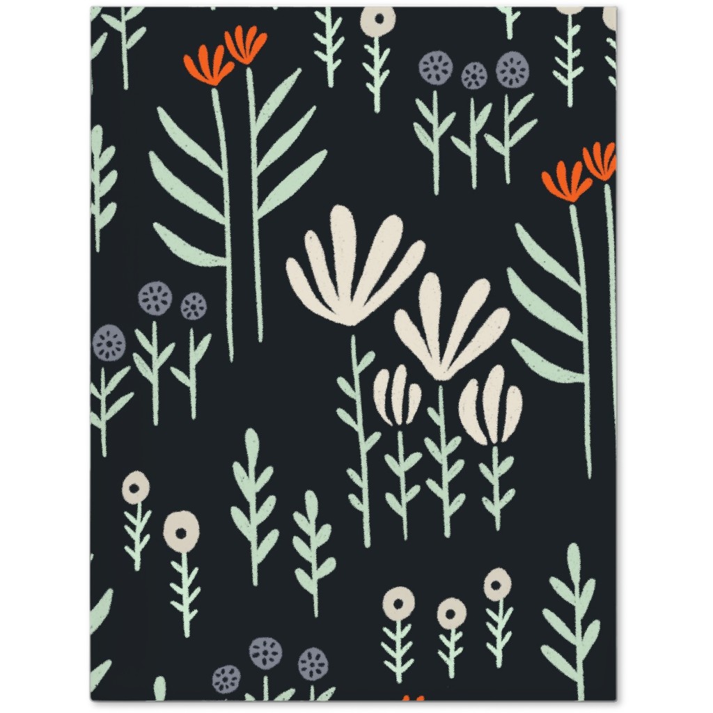 Delicate Floral - Orange and White Journal, Black, Black