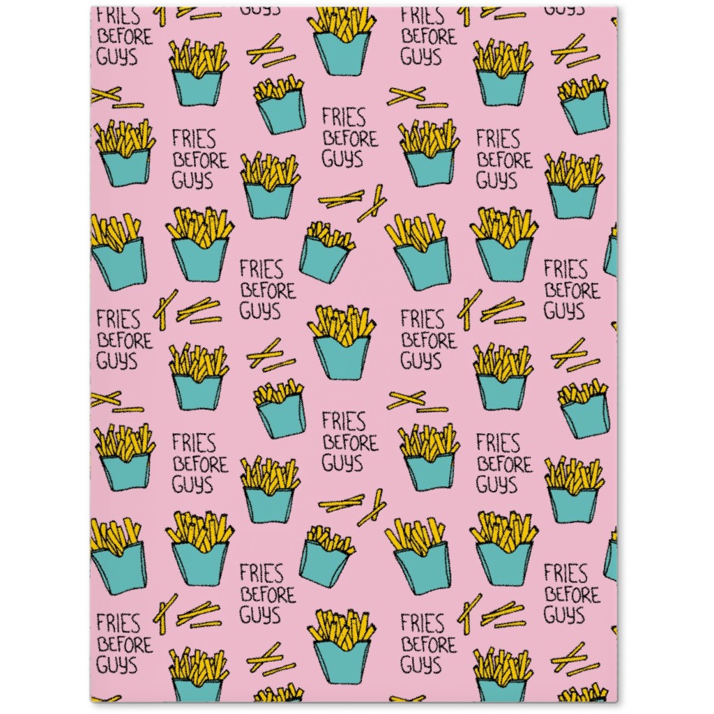 Fries Before Guys - Pop Art Food - Yellow Mint Pink Journal, Pink