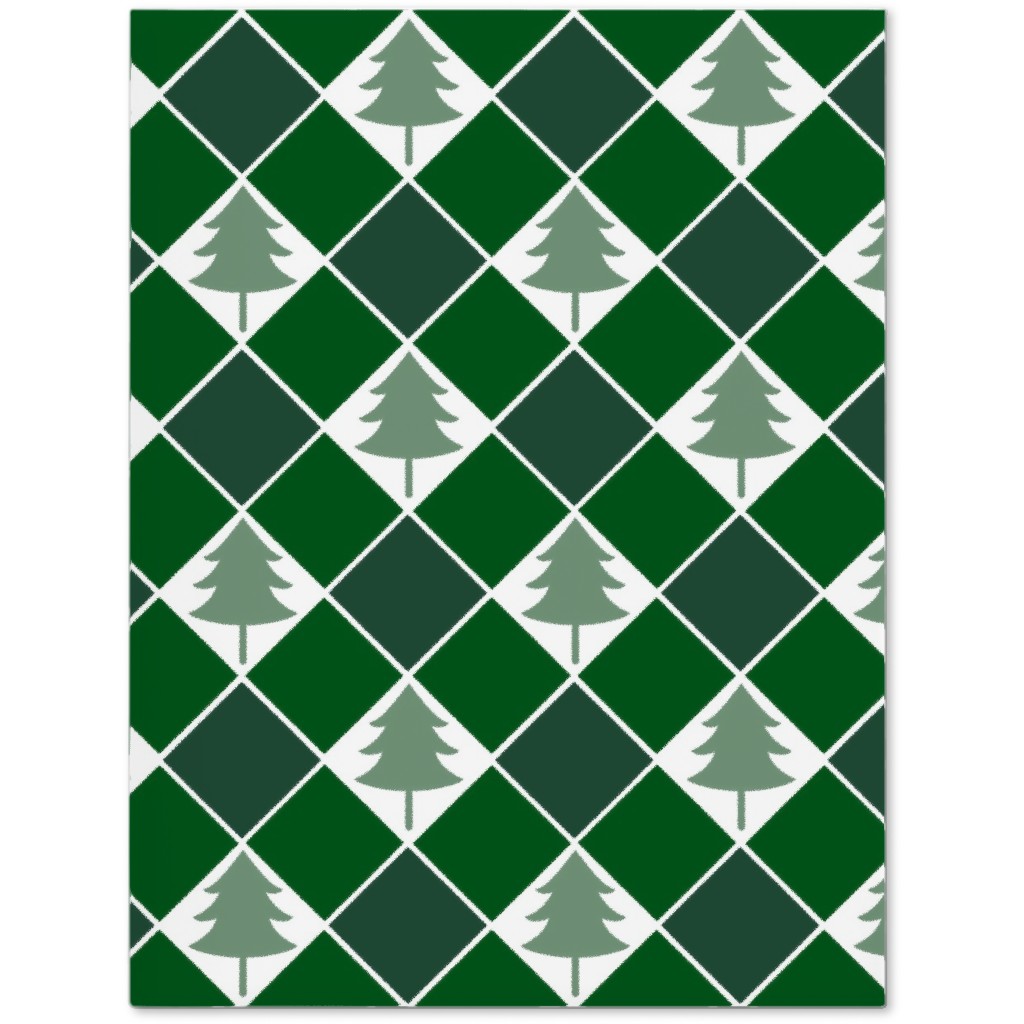 Christmas Tree Checkers - Green Journal, Green, Classic Green
