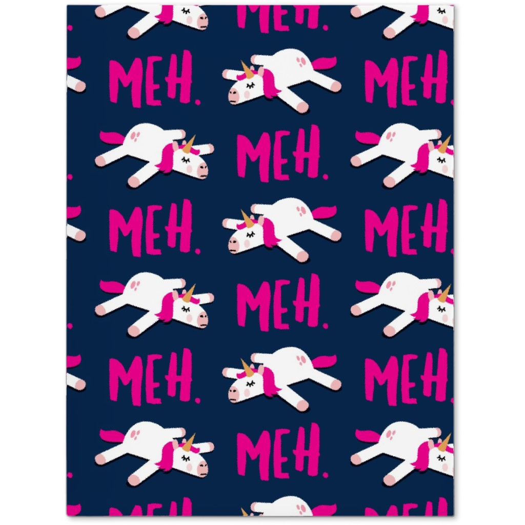 Meh - Splooting Unicorns - Pink on Navy Journal, Pink