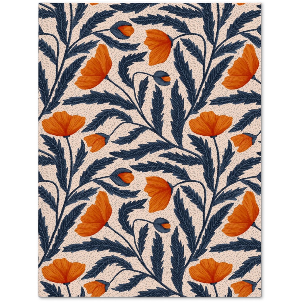 Poppy Flower - Blue and Orange Journal, Blue, True Blue