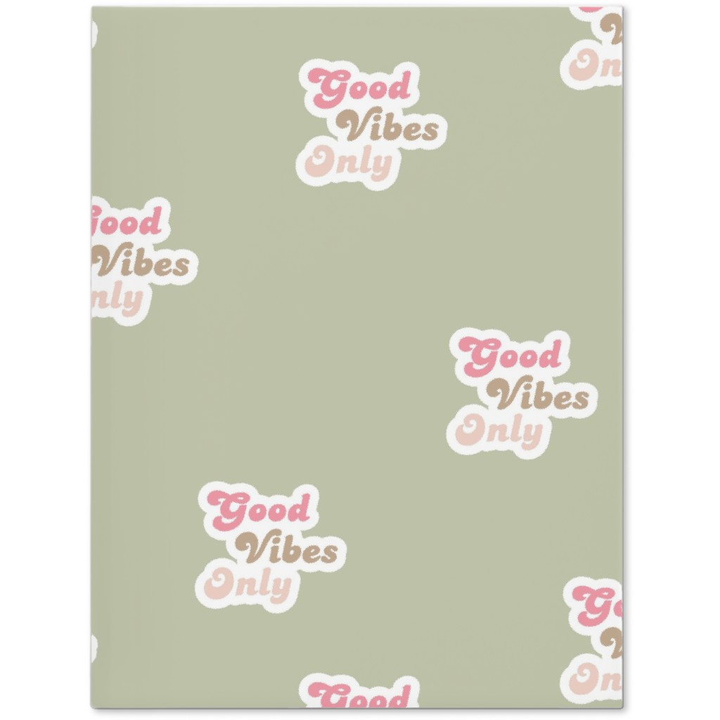 Seventies Retro Good Vibes Only Journal, Green, Willow