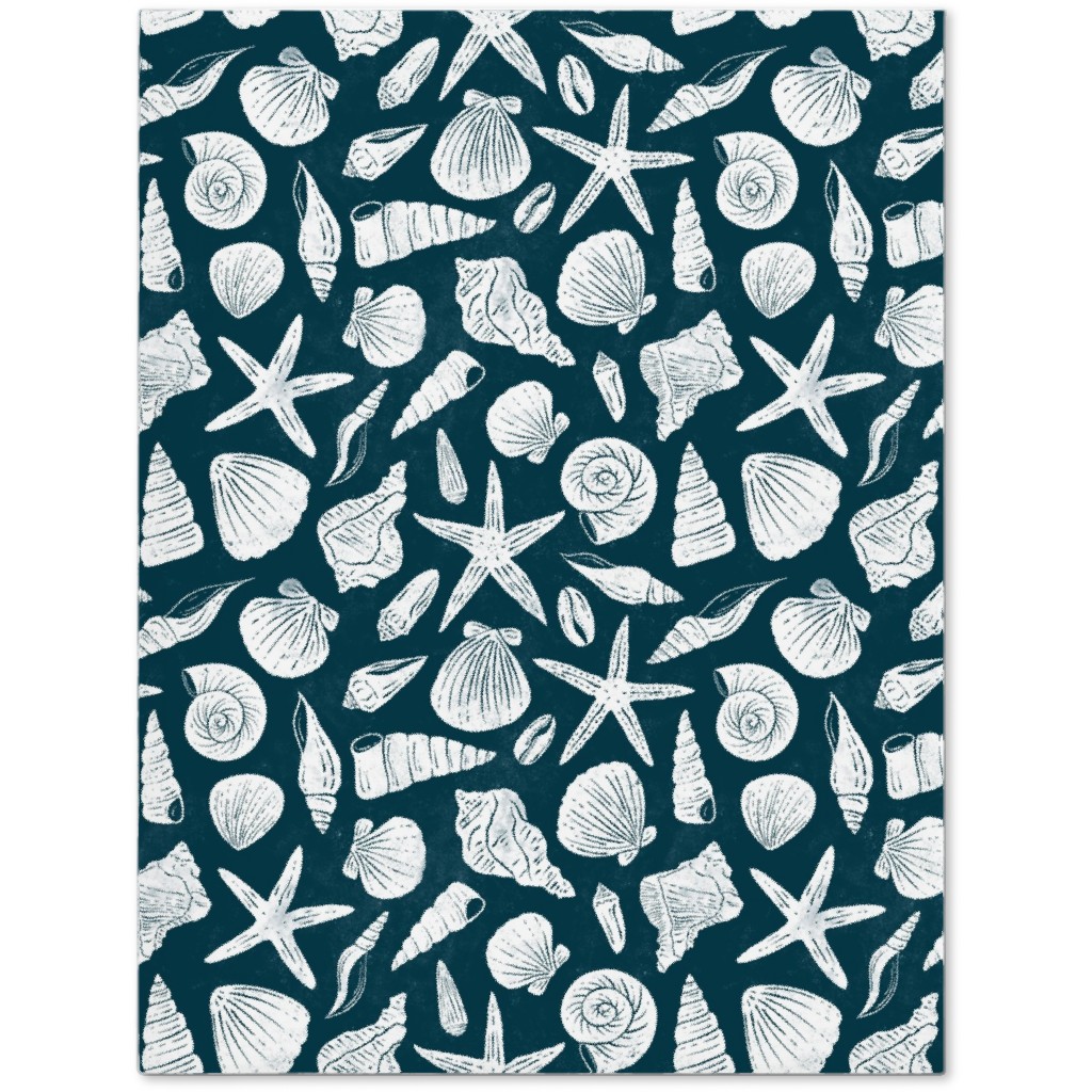 Textured Ocean Seashells - Dark Blue and Cream Journal | Shutterfly