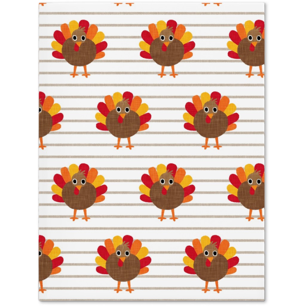 Cute Thanksgiving Turkey - on Khaki Stripes Journal, Orange