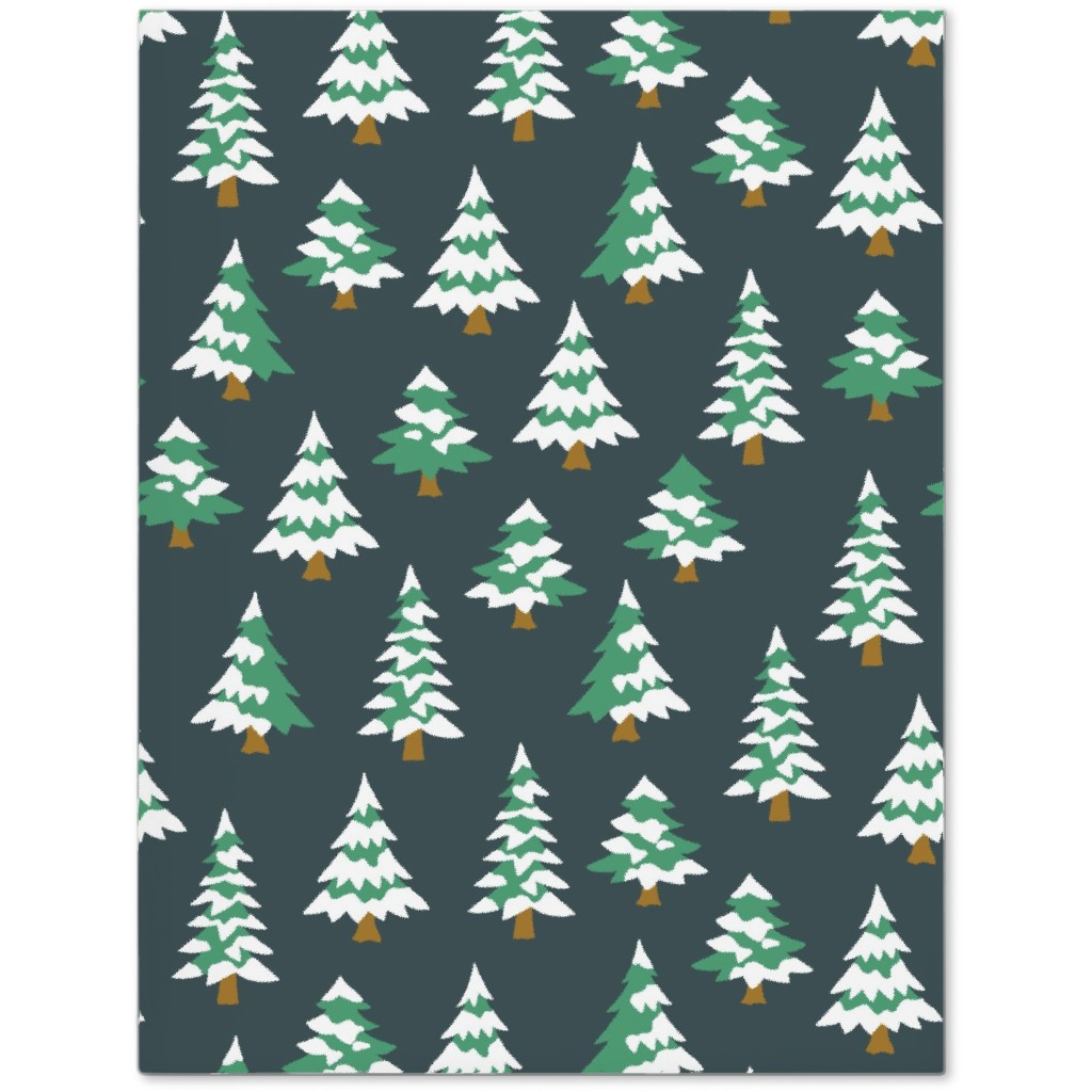 Winter Village Trees With Snow - Dark Journal, Green, Classic Green