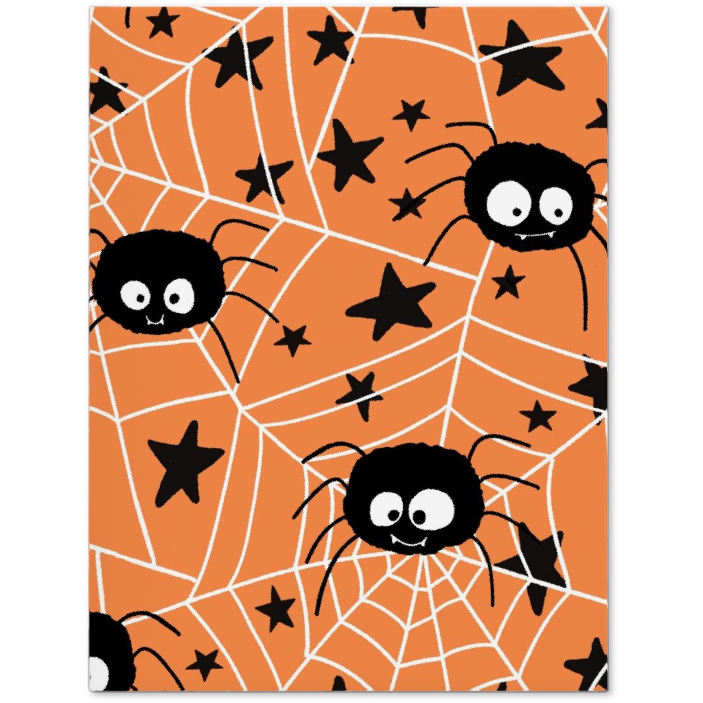Cute Hand-Drawn Spider Halloween - Orange Journal, Orange, Orange