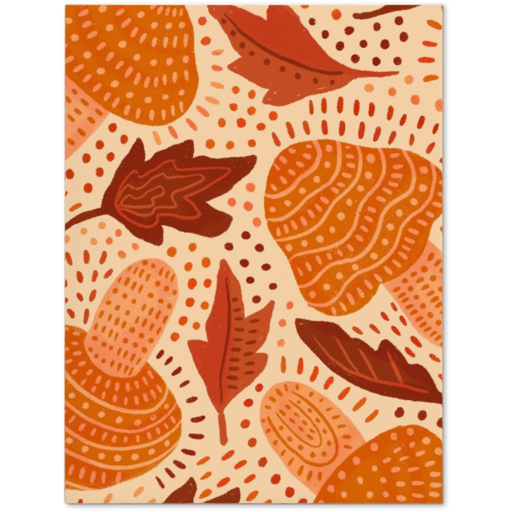 Autumn Mushrooms and Fallen Leaves Journal, Orange, Orange