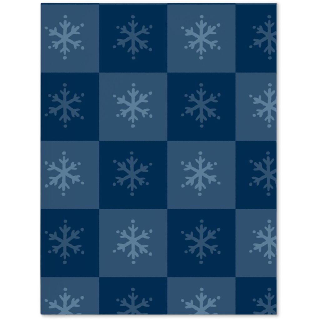 Scandi Cozy Winter Checkered Blue Snowflake Journal, Blue, True Blue