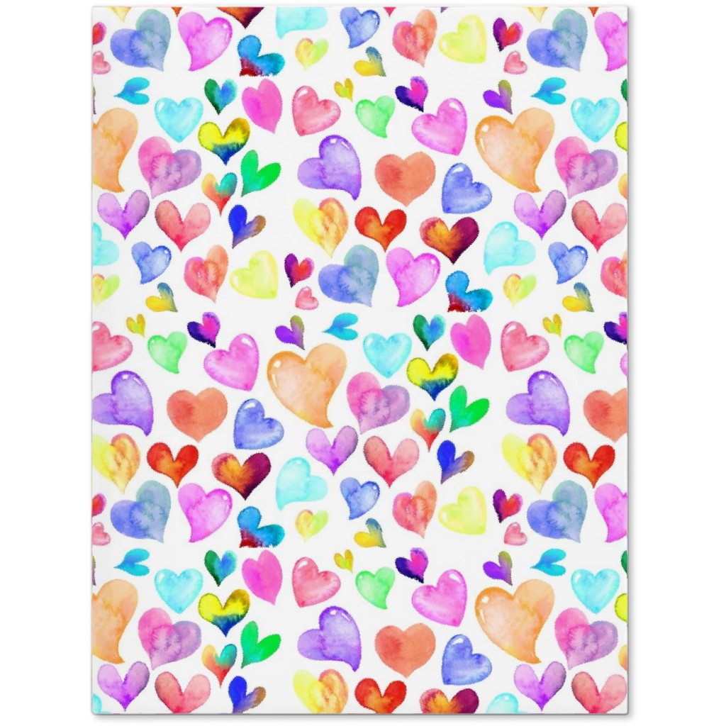 Colorful Watercolor Hearts - Multi on White Journal, Multicolor