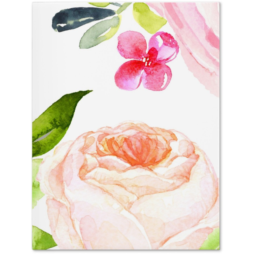 Spring Peonies, Roses, and Poppies - Watercolor Journal, Pink