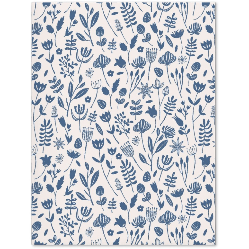 Folk Botanical Print - Blue Journal, Blue