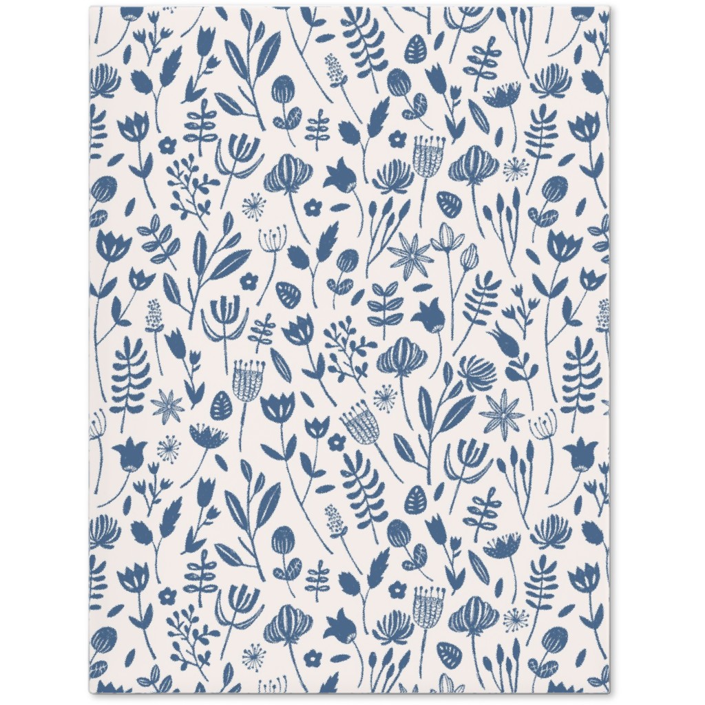Folk Botanical Print - Blue Journal, Blue, True Blue