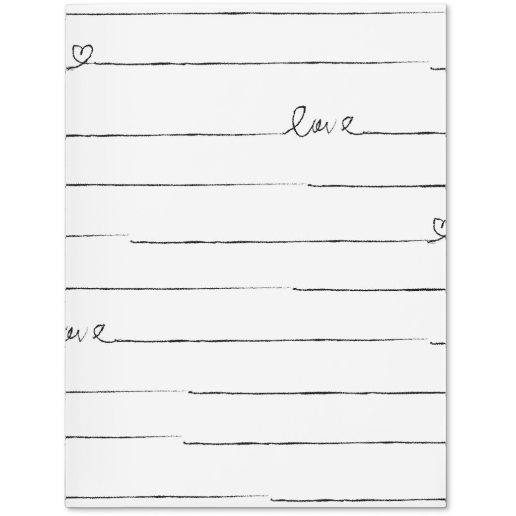 Love Note - Stripes - Black and White Journal, White