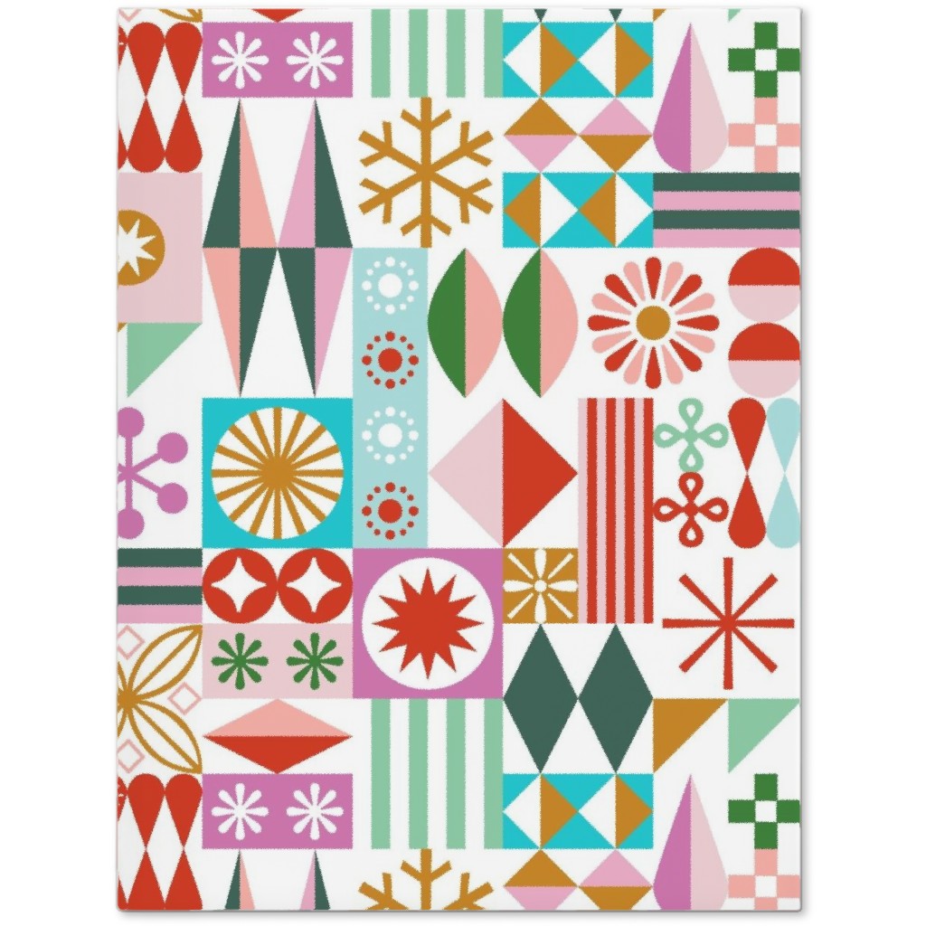 Santa's Workshop Geometric Stars Snowflakes Grid Holiday Stripes - Multi Journal, Multicolor