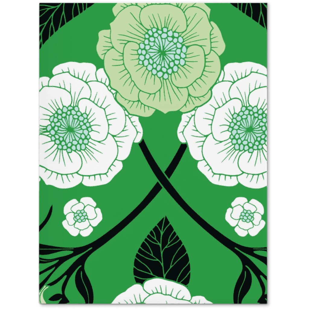 Green, Black & White Floral Pattern Journal, Green