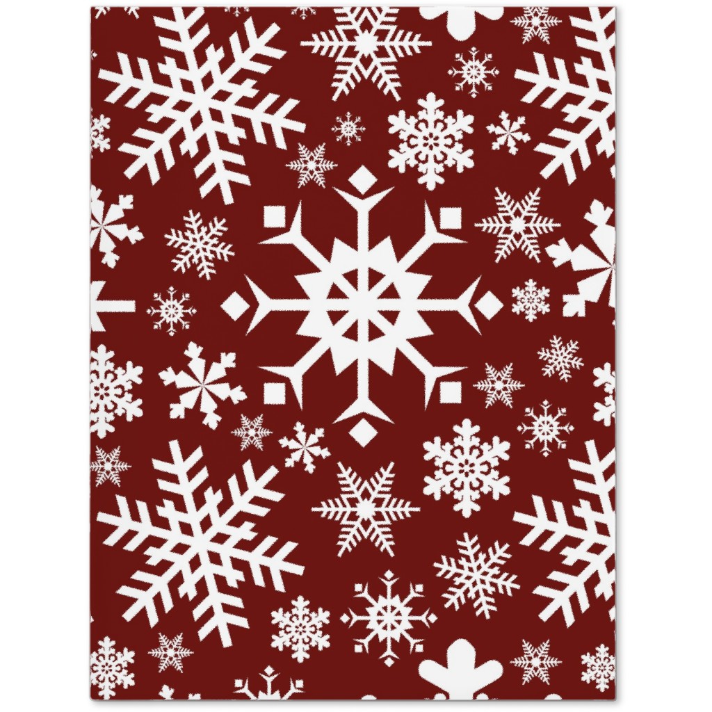 Christmas White Snowflakes on Red Background Journal, Red, Red