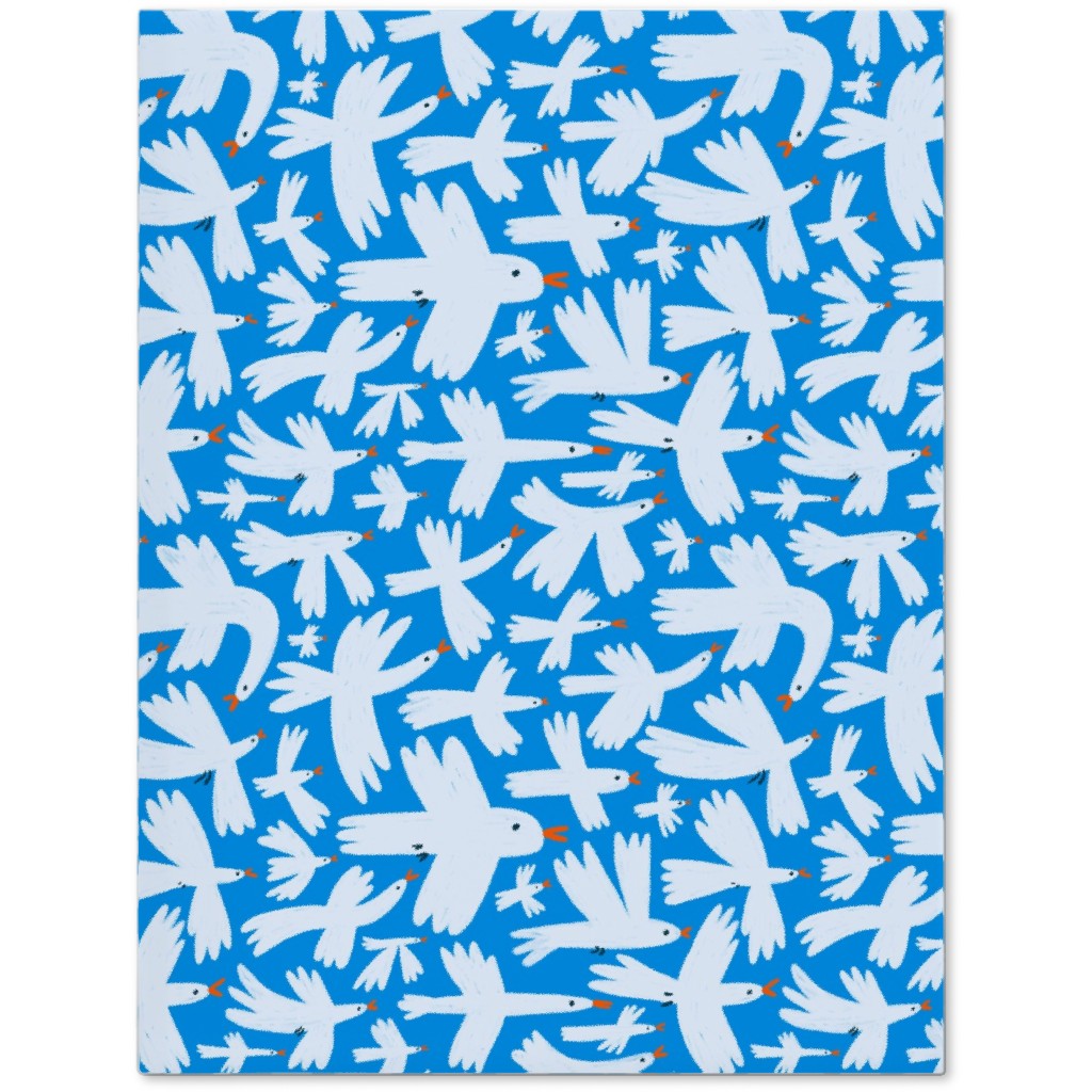 Birds - White on Blue Journal, Blue, True Blue