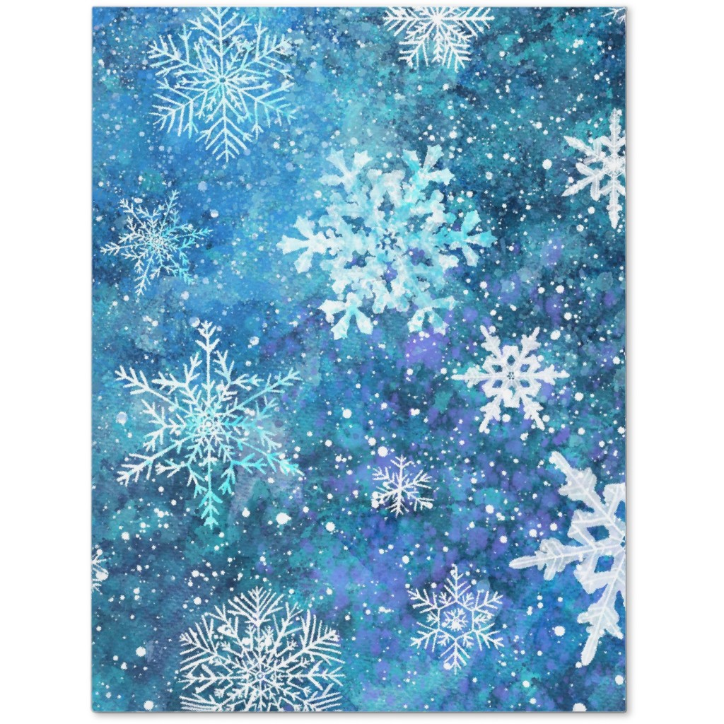 Whinsical Snowflakes Handpainted With Watercolors - Blue Journal, Blue