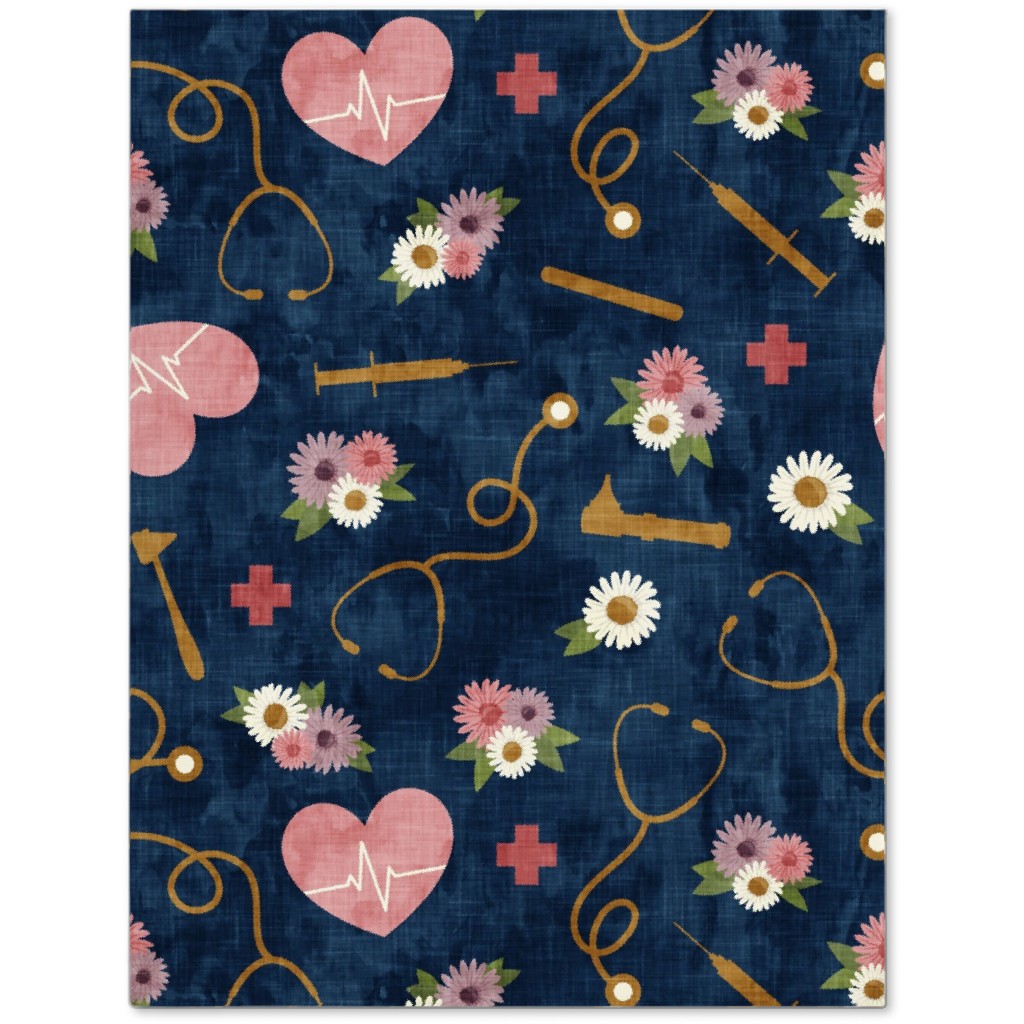 Floral Nurse Melody - Nursing - Blue Journal, Pink