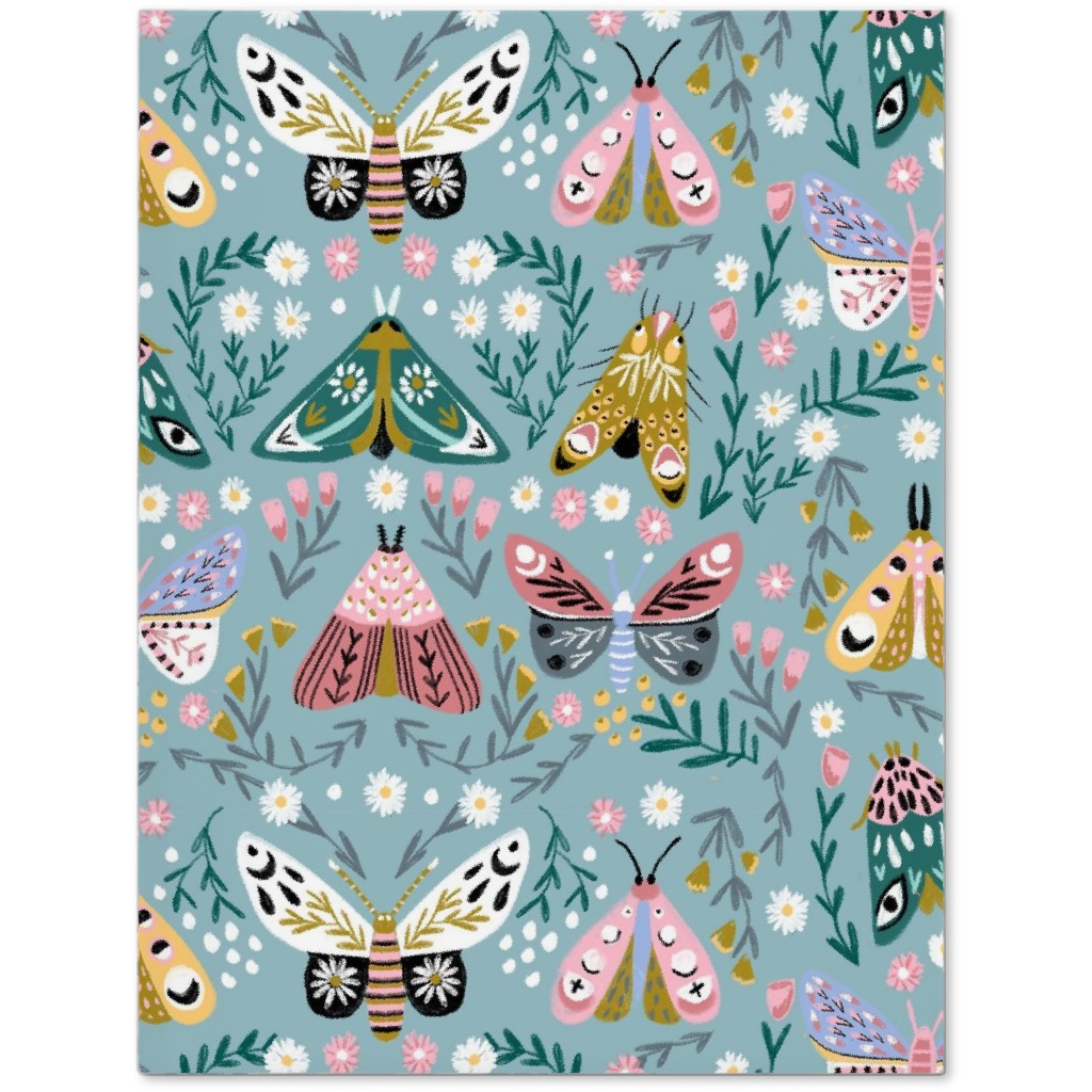 Spring Floral and Butterflies - Blue Journal, Multicolor