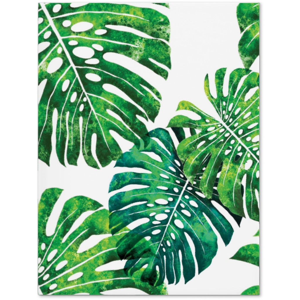 Monstera Leaves - Green on White Journal, Green, Classic Green