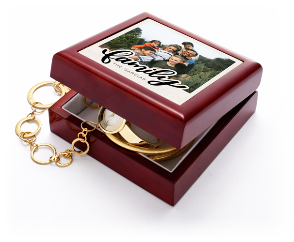 Family Bold Script Keepsake Box, Black