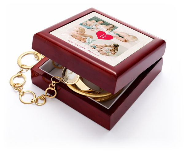 Monogram Heart Keepsake Box, Red