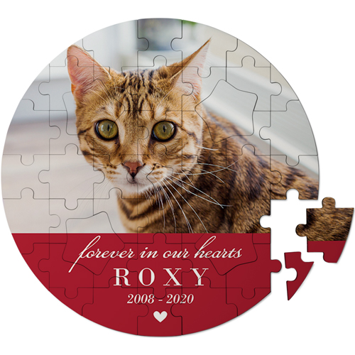 Furever In Our Hearts Keepsake Puzzle, Circle, Keepsake, Red, scarlet