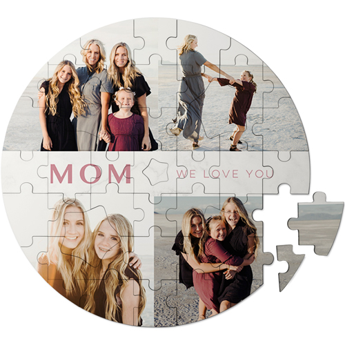 Modern Marble Band Keepsake Puzzle, Circle, Keepsake, Pink, faded rose