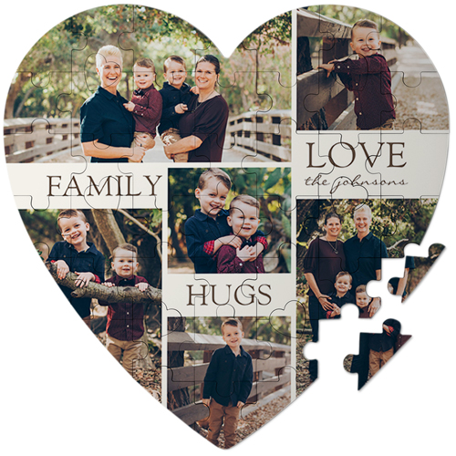 Hug Family Keepsake Puzzle, Heart, Keepsake, Beige