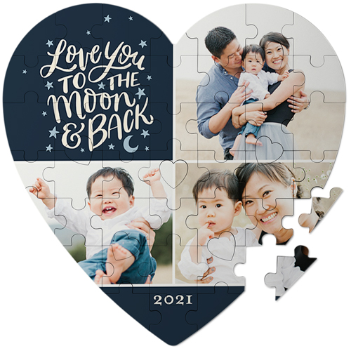 Love You to the Moon Keepsake Puzzle, Heart, Keepsake, Black