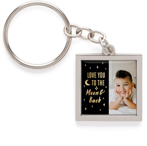 To the Moon and Back Pewter Key Ring, Black