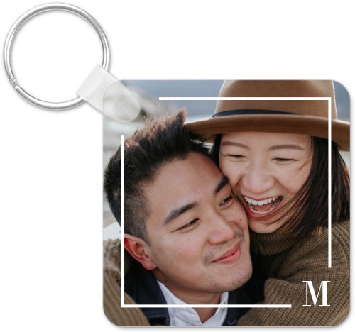Keyline Monogram Key Ring, Square, White