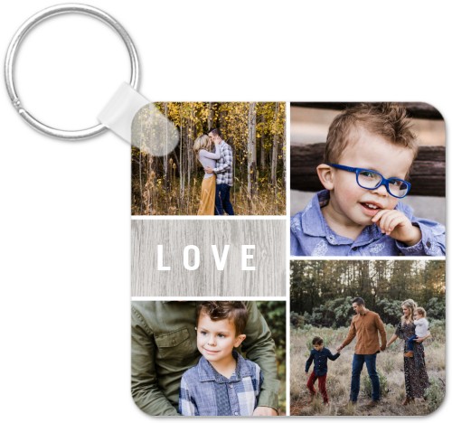 Texture Grid Love Key Ring, Square, Gray