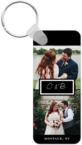 Couple Monogram Key Ring, Rect, Black